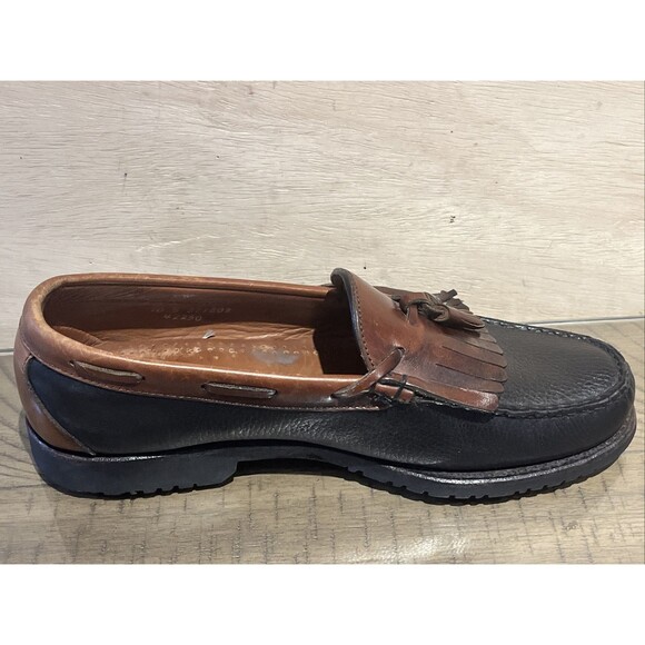 Allen Edmonds Moccasin Loafers Shoes Mens Sz 10 D Leather Black Brown Nashua tas - Picture 6 of 10